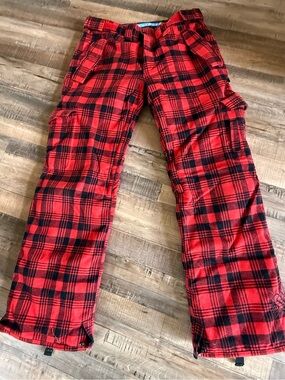 Special Blend Red and Black Plaid Snowboarding Pants Sz L limited edition